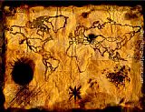 Map Canvas Paintings - Ancient Pirate Treasure Map